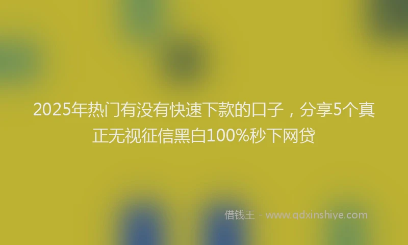 2025年热门有没有快速下款的口子，分享5个真正无视征信黑白100%秒下网贷