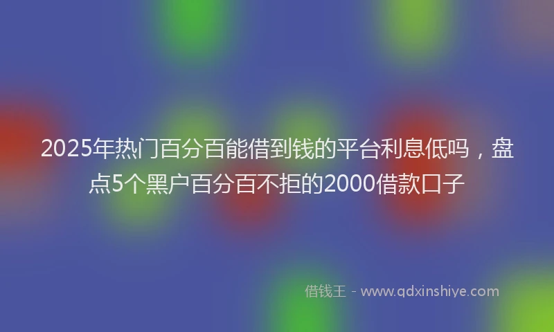 2025年热门百分百能借到钱的平台利息低吗，盘点5个黑户百分百不拒的2000借款口子