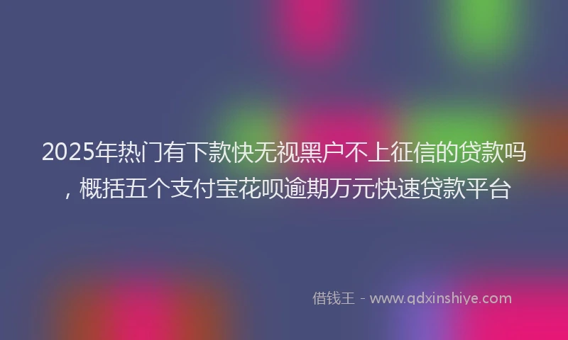2025年热门有下款快无视黑户不上征信的贷款吗，概括五个支付宝花呗逾期万元快速贷款平台
