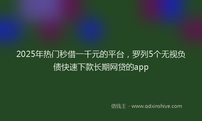 2025年热门秒借一千元的平台，罗列5个无视负债快速下款长期网贷的app
