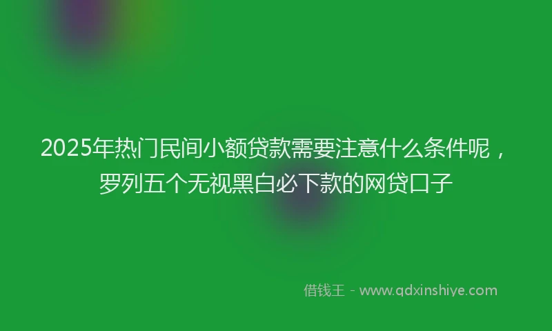 2025年热门民间小额贷款需要注意什么条件呢，罗列五个无视黑白必下款的网贷口子