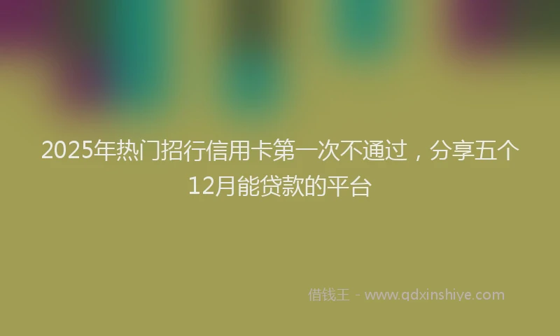 2025年热门招行信用卡第一次不通过，分享五个12月能贷款的平台