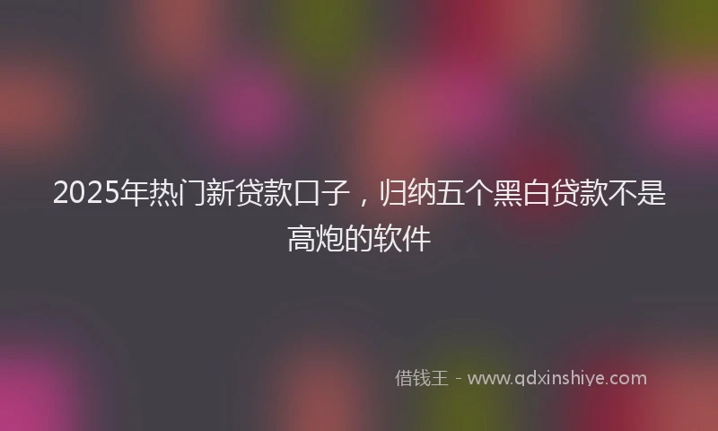 2025年热门新贷款口子，归纳五个黑白贷款不是高炮的软件