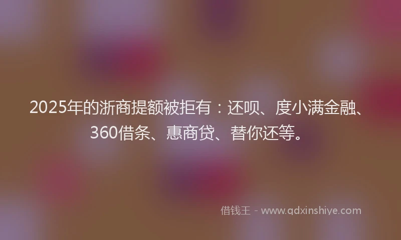 2025年的浙商提额被拒有：还呗、度小满金融、360借条、惠商贷、替你还等。