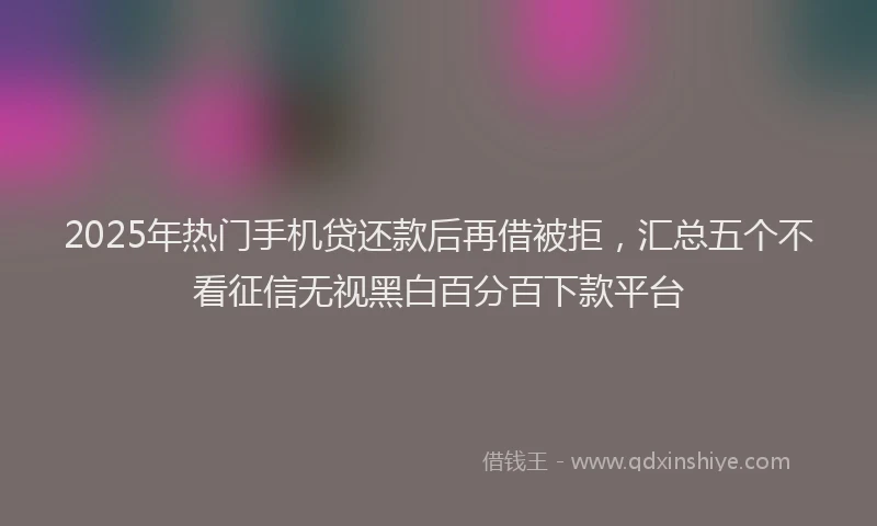 2025年热门手机贷还款后再借被拒，汇总五个不看征信无视黑白百分百下款平台