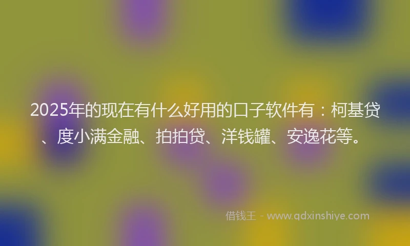 2025年的现在有什么好用的口子软件有：柯基贷、度小满金融、拍拍贷、洋钱罐、安逸花等。