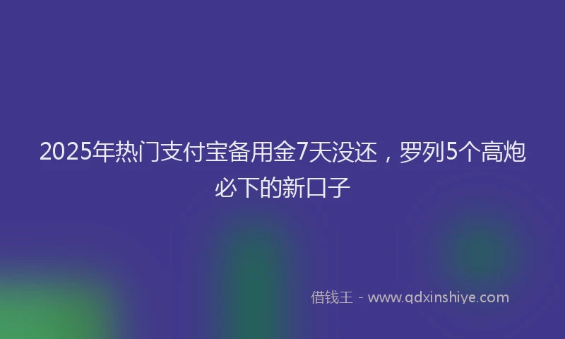 2025年热门支付宝备用金7天没还，罗列5个高炮必下的新口子