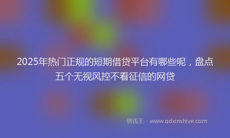 2025年热门正规的短期借贷平台有哪些呢，盘点五个无视风控不看征信的网贷