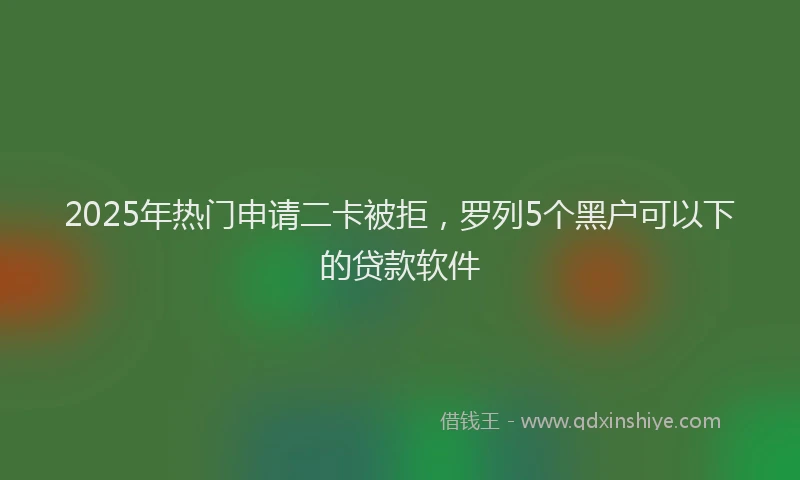 2025年热门申请二卡被拒，罗列5个黑户可以下的贷款软件