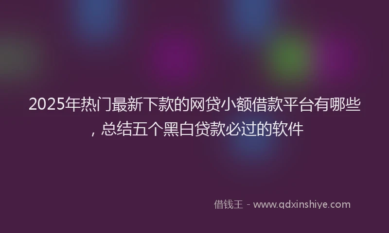 2025年热门最新下款的网贷小额借款平台有哪些，总结五个黑白贷款必过的软件