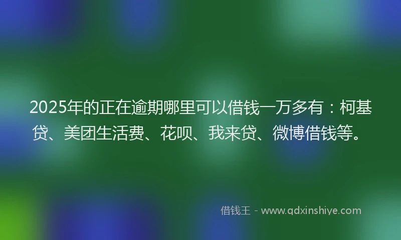 2025年的正在逾期哪里可以借钱一万多有：柯基贷、美团生活费、花呗、我来贷、微博借钱等。