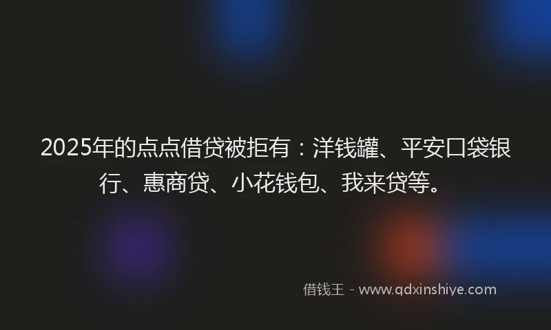 2025年的点点借贷被拒有：洋钱罐、平安口袋银行、惠商贷、小花钱包、我来贷等。