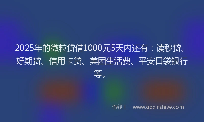 2025年的微粒贷借1000元5天内还有：读秒贷、好期贷、信用卡贷、美团生活费、平安口袋银行等。