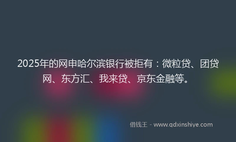 2025年的网申哈尔滨银行被拒有：微粒贷、团贷网、东方汇、我来贷、京东金融等。