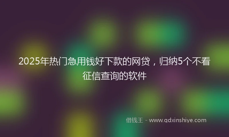 2025年热门急用钱好下款的网贷，归纳5个不看征信查询的软件
