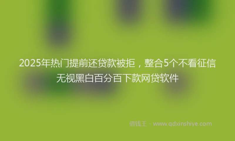 2025年热门提前还贷款被拒，整合5个不看征信无视黑白百分百下款网贷软件