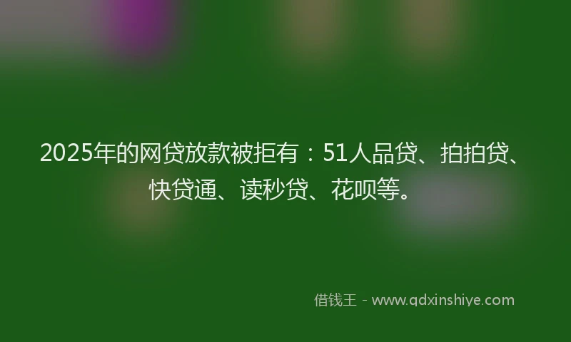 2025年的网贷放款被拒有：51人品贷、拍拍贷、快贷通、读秒贷、花呗等。