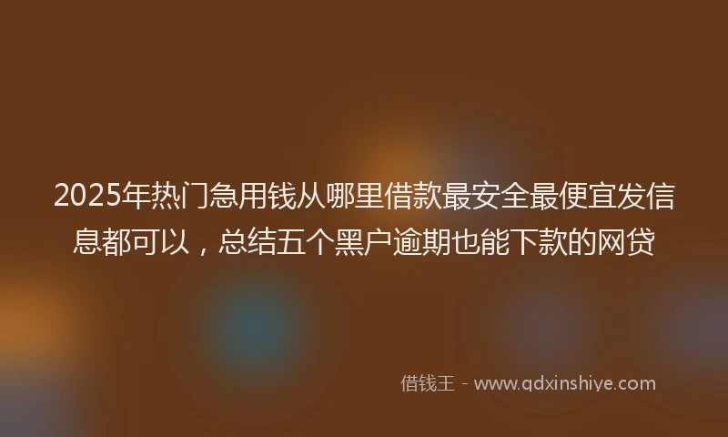 2025年热门急用钱从哪里借款最安全最便宜发信息都可以，总结五个黑户逾期也能下款的网贷