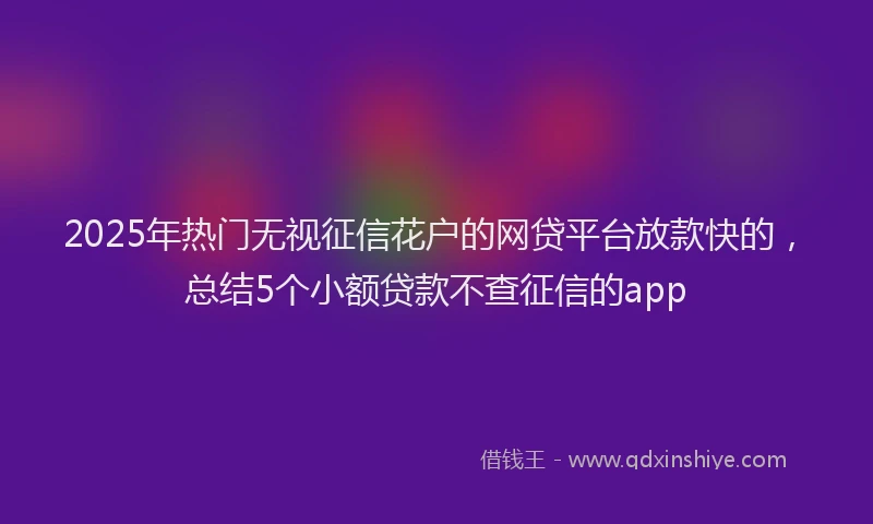 2025年热门无视征信花户的网贷平台放款快的，总结5个小额贷款不查征信的app