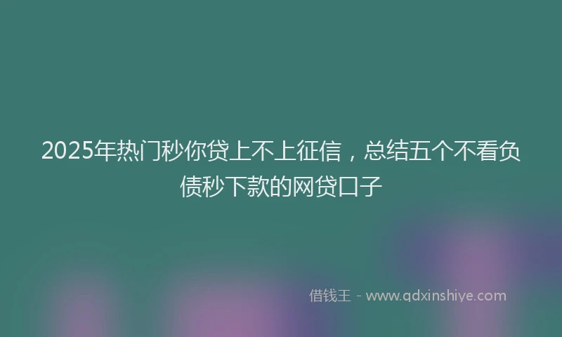 2025年热门秒你贷上不上征信，总结五个不看负债秒下款的网贷口子
