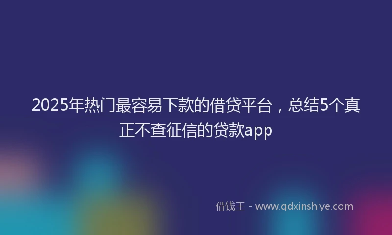 2025年热门最容易下款的借贷平台，总结5个真正不查征信的贷款app