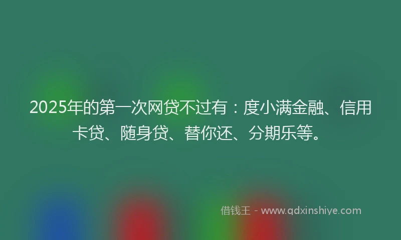 2025年的第一次网贷不过有：度小满金融、信用卡贷、随身贷、替你还、分期乐等。