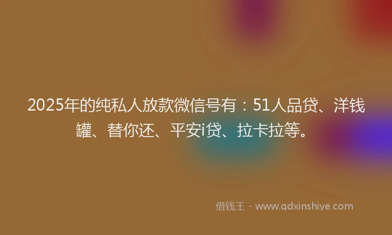 2025年的纯私人放款微信号有：51人品贷、洋钱罐、替你还、平安i贷、拉卡拉等。