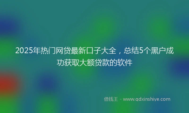 2025年热门网贷最新口子大全，总结5个黑户成功获取大额贷款的软件