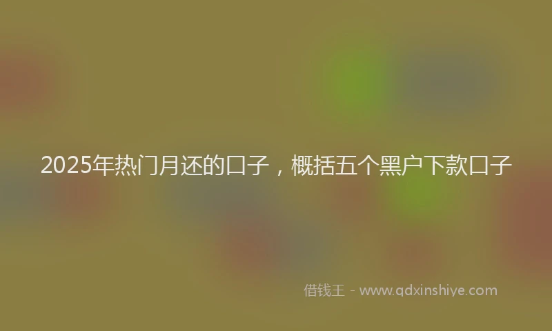 2025年热门月还的口子，概括五个黑户下款口子