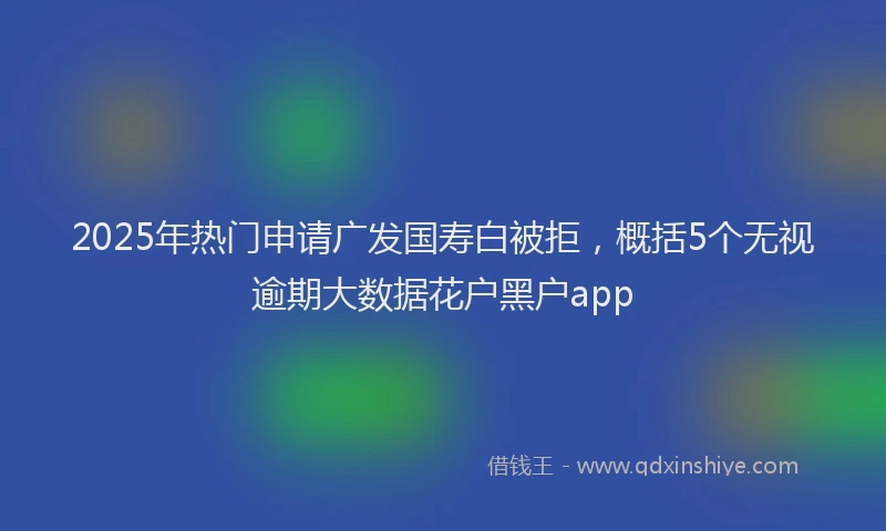 2025年热门申请广发国寿白被拒，概括5个无视逾期大数据花户黑户app