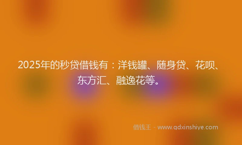 2025年的秒贷借钱有：洋钱罐、随身贷、花呗、东方汇、融逸花等。