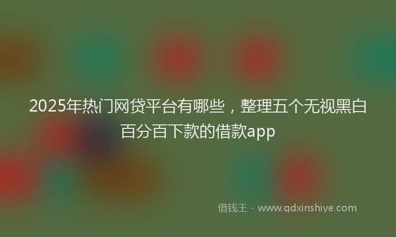2025年热门网贷平台有哪些，整理五个无视黑白百分百下款的借款app