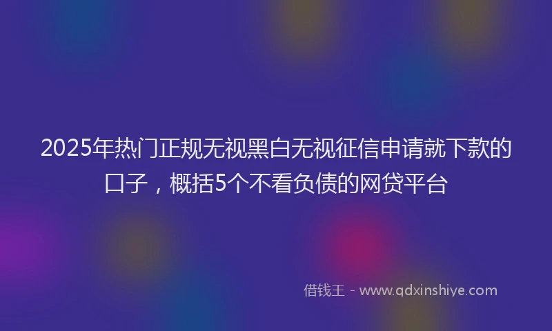 2025年热门正规无视黑白无视征信申请就下款的口子，概括5个不看负债的网贷平台