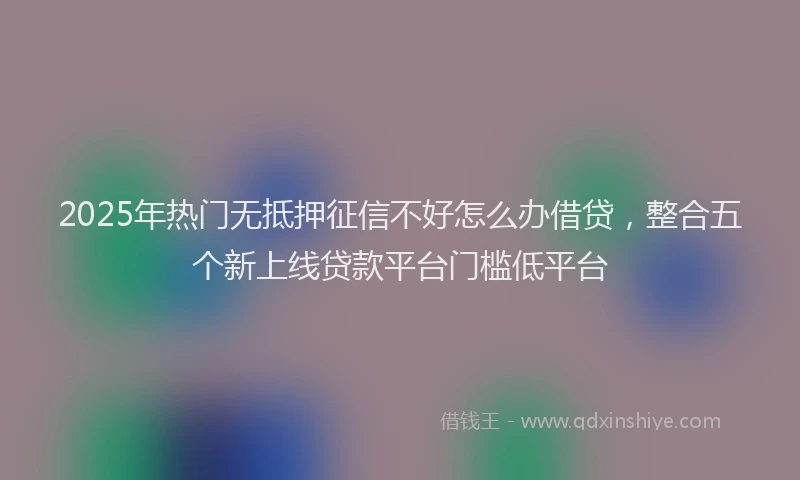 2025年热门无抵押征信不好怎么办借贷，整合五个新上线贷款平台门槛低平台