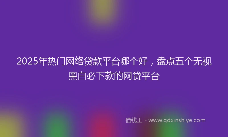 2025年热门网络贷款平台哪个好，盘点五个无视黑白必下款的网贷平台