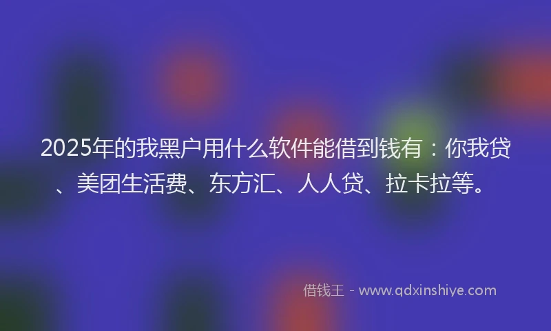 2025年的我黑户用什么软件能借到钱有：你我贷、美团生活费、东方汇、人人贷、拉卡拉等。