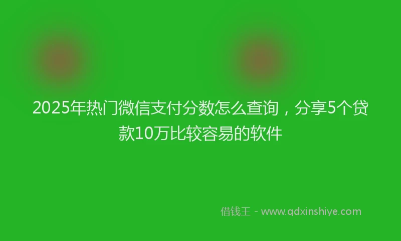 2025年热门微信支付分数怎么查询，分享5个贷款10万比较容易的软件