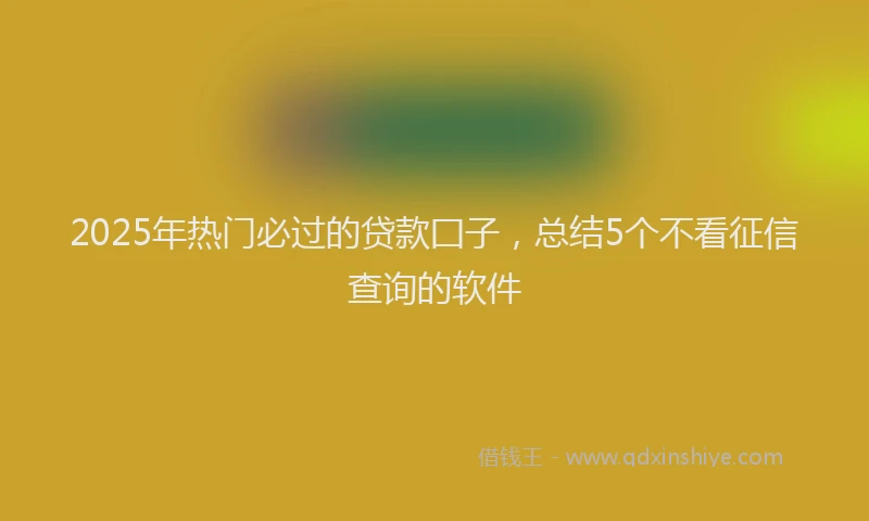 2025年热门必过的贷款囗子，总结5个不看征信查询的软件