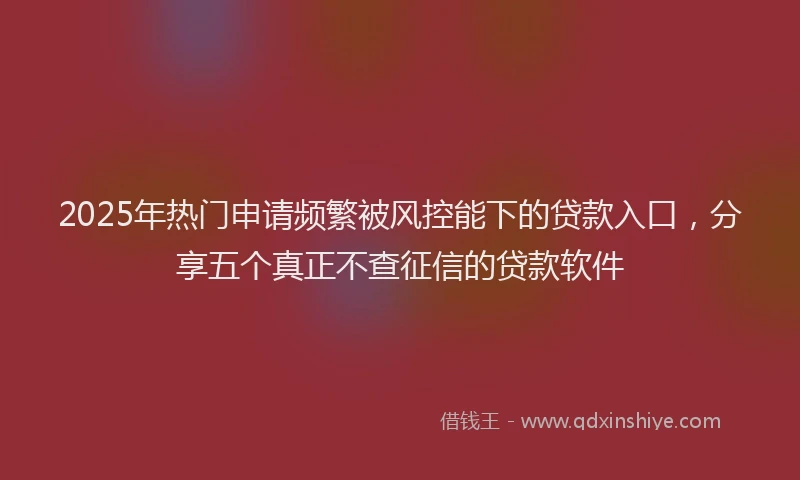 2025年热门申请频繁被风控能下的贷款入口，分享五个真正不查征信的贷款软件