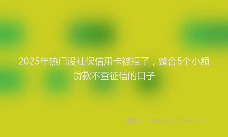 2025年热门没社保信用卡被拒了，整合5个小额贷款不查征信的口子