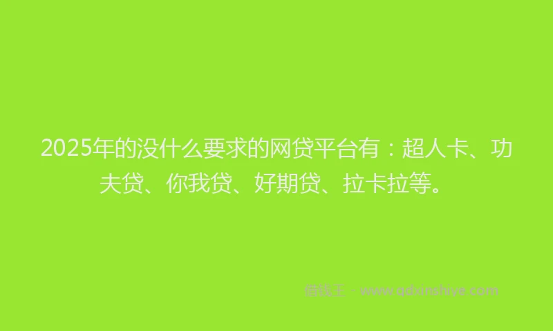 2025年的没什么要求的网贷平台有：超人卡、功夫贷、你我贷、好期贷、拉卡拉等。