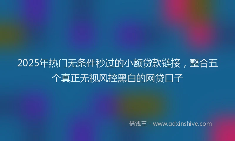 2025年热门无条件秒过的小额贷款链接，整合五个真正无视风控黑白的网贷口子
