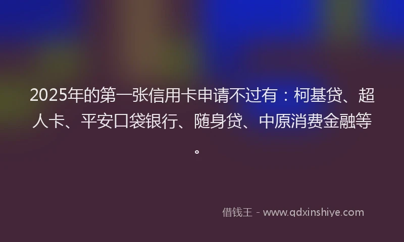 2025年的第一张信用卡申请不过有：柯基贷、超人卡、平安口袋银行、随身贷、中原消费金融等。