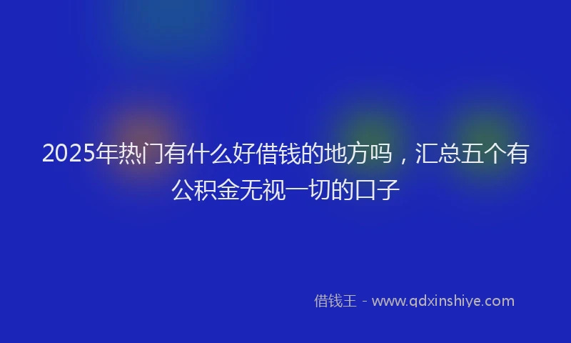 2025年热门有什么好借钱的地方吗，汇总五个有公积金无视一切的口子