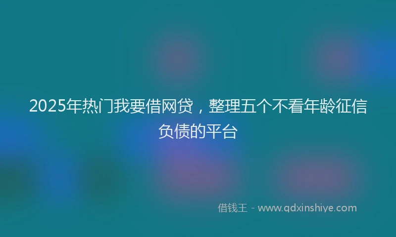 2025年热门我要借网贷，整理五个不看年龄征信负债的平台