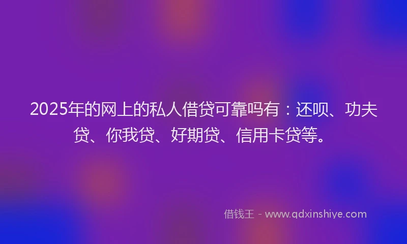 2025年的网上的私人借贷可靠吗有：还呗、功夫贷、你我贷、好期贷、信用卡贷等。