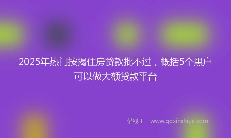 2025年热门按揭住房贷款批不过，概括5个黑户可以做大额贷款平台