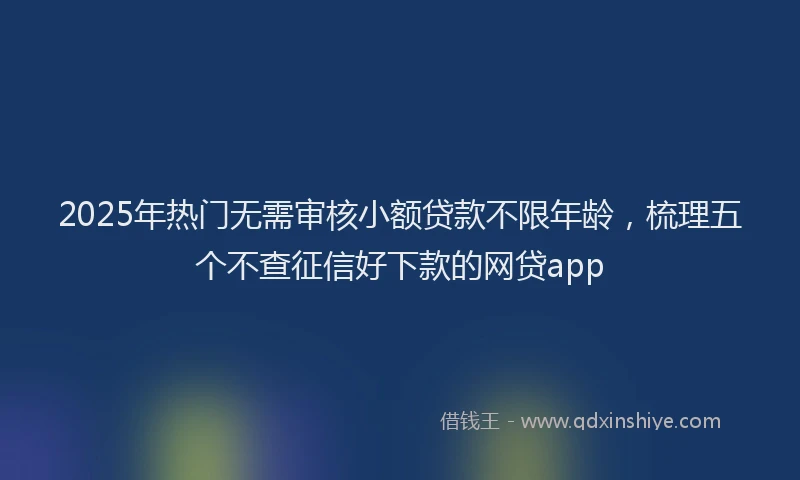 2025年热门无需审核小额贷款不限年龄，梳理五个不查征信好下款的网贷app