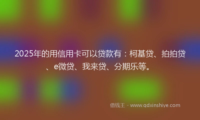 2025年的用信用卡可以贷款有：柯基贷、拍拍贷、e微贷、我来贷、分期乐等。