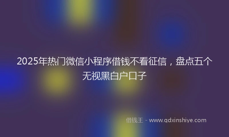 2025年热门微信小程序借钱不看征信，盘点五个无视黑白户口子